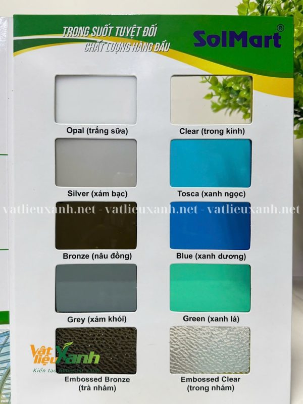 bảng màu tấm polycarbonate đặc bảng màu tấm polycarbonate đặc