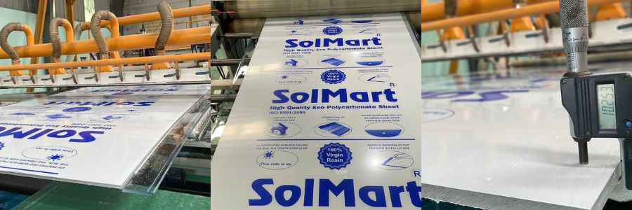 Giá tấm Polycarbonate đặc, rỗng ruột mới nhất 1 Tấm Polycarbonate đặc solmart được sản xuất tại xưởng MGUI VN