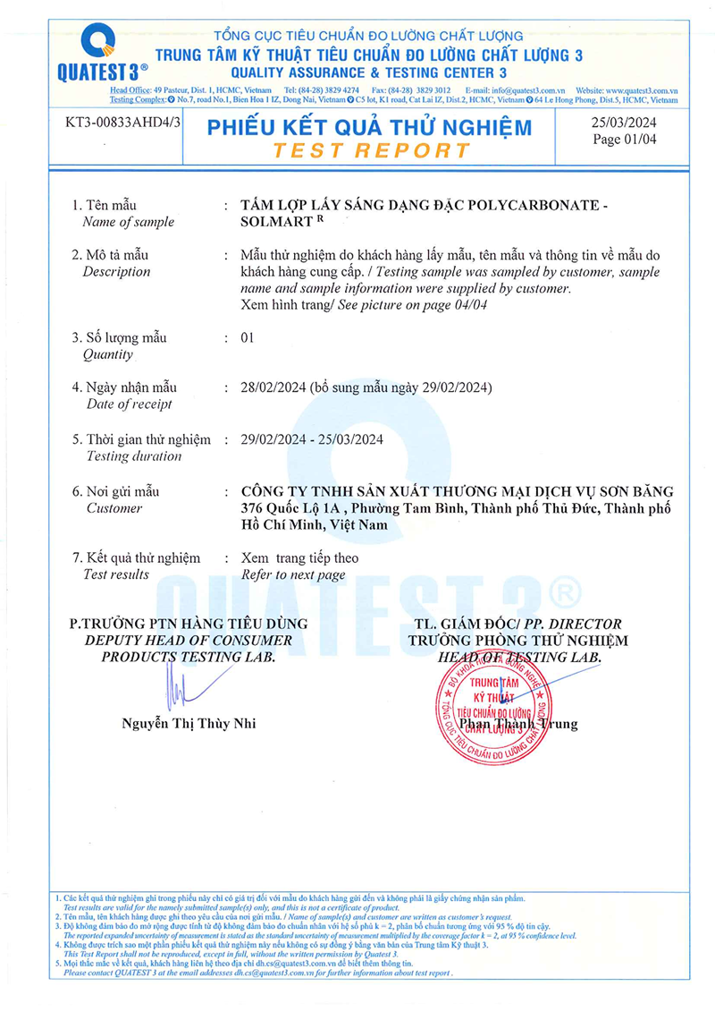 chứng nhận chất lượng polysolmart