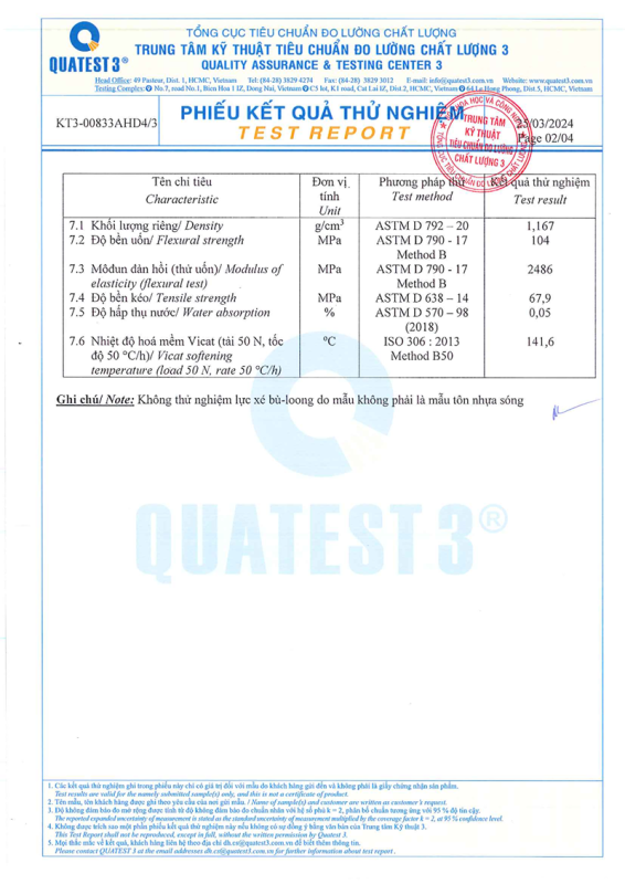 chứng nhận chất lượng poly solmart