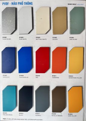 Bảng màu tấm Alunium Alcorest PVDF màu phổ thông Bảng màu tấm Alunium Alcorest PVDF màu phổ thông