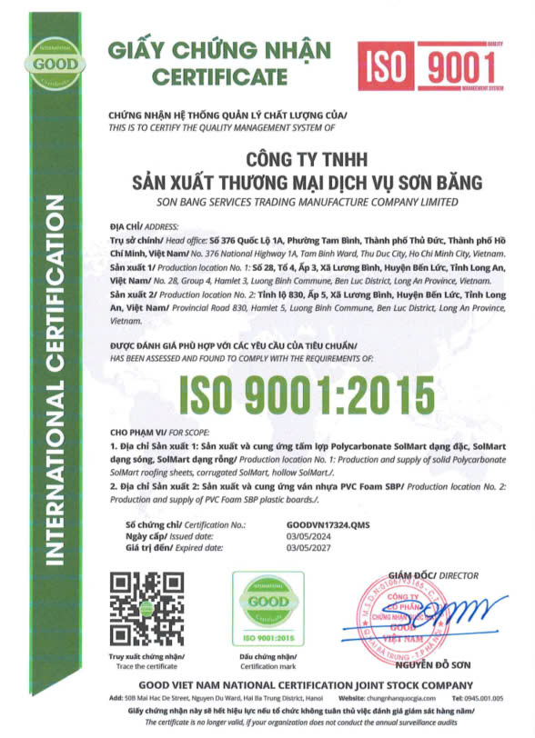 CHỨNG NHẬN ISO 9001