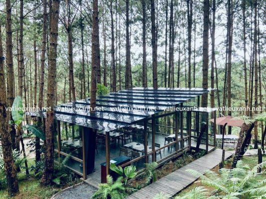 thi công mái che tấm polycarbonate Tấm nhựa polycarbonate giá rẻ cho công trình quán cafe