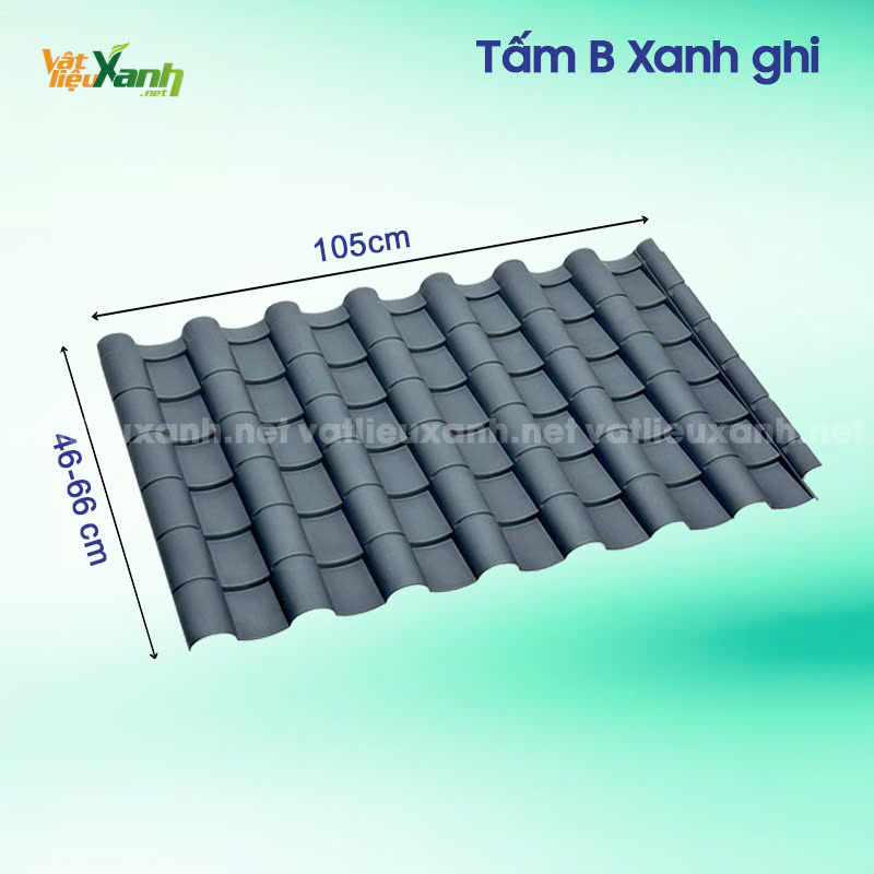 Tấm ngói nhựa âm dương B xanh ghi Ngói âm dương bằng nhựa vừa bền vừa nhẹ