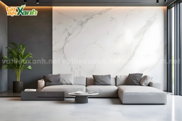 trang tri phong khach bang tam alu van da Trang trí phòng khách bằng tấm Alu vân đá